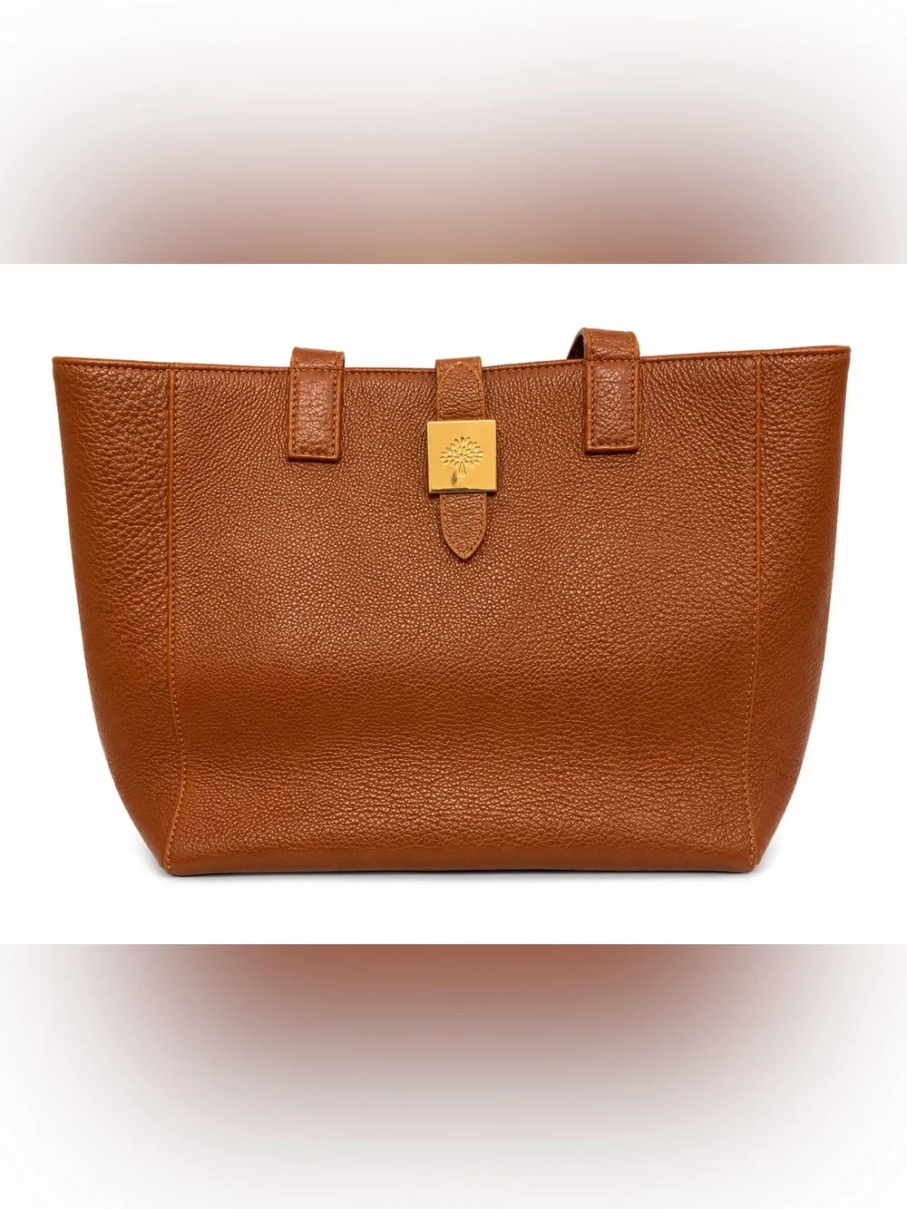 Mulberry Cognac Brown Leather Large Shoulder Tote Gold Hardware